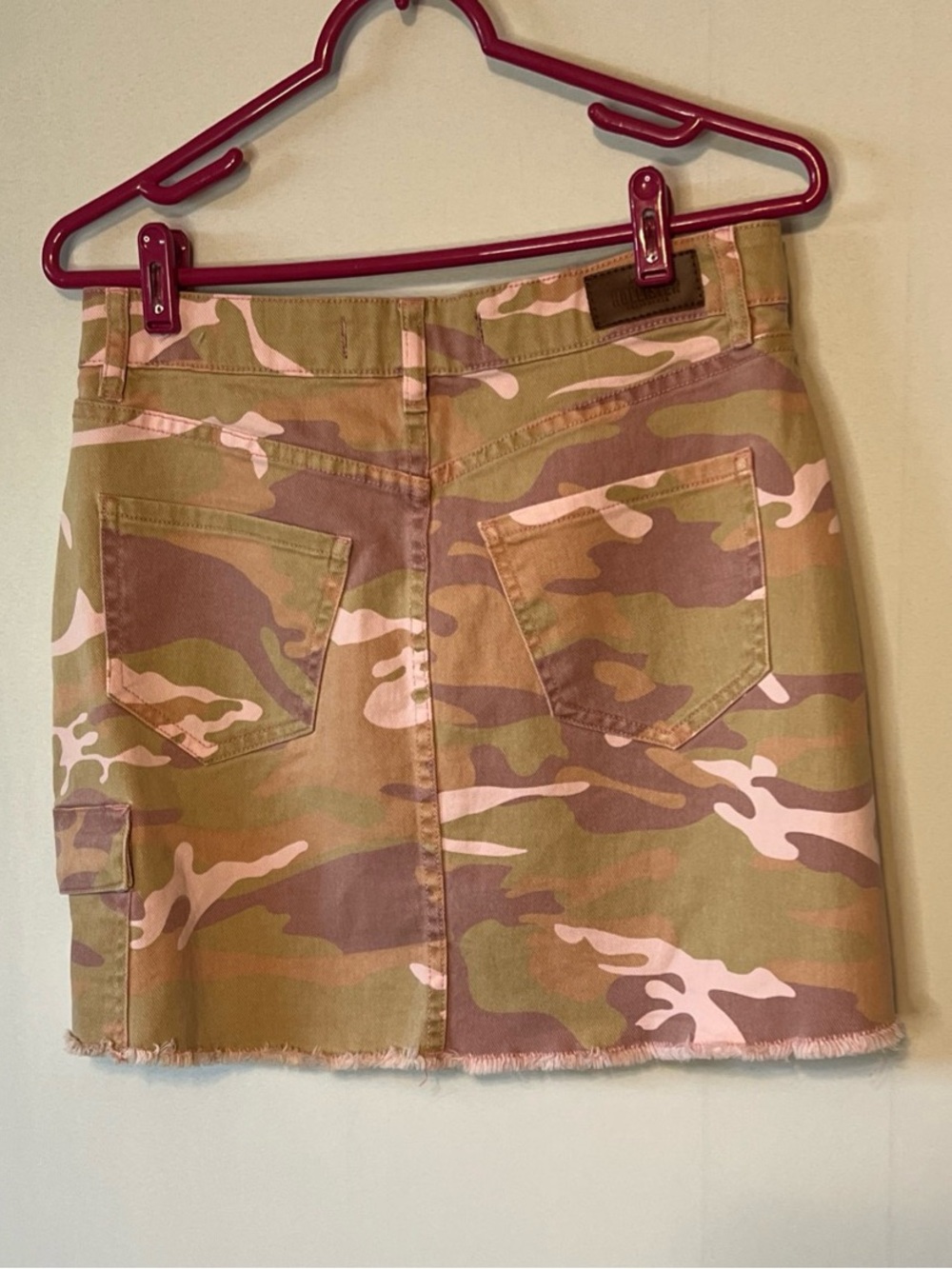 Hollister California Camouflage Cargo A-Line Skirt Button Pockets Sz 7 Waist 28 - Picture 2 of 7